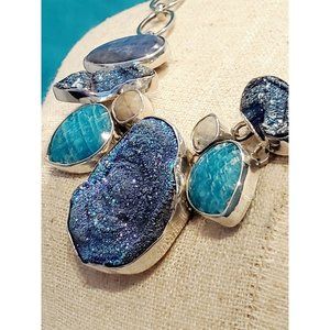 Available!! Chris Bales 925 Blue Drusy Amazonite Necklace NWT